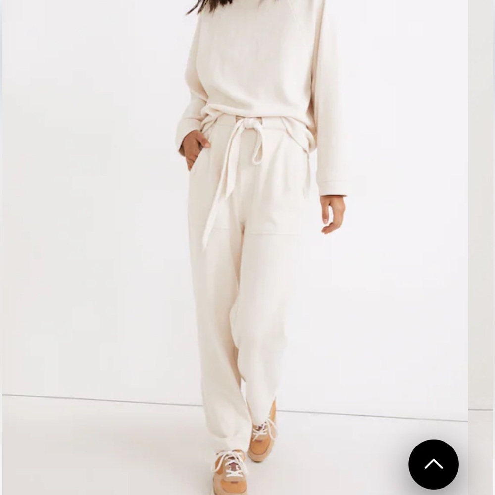 MADEWELL Brushed Herringbone Tie Waist Jacquard Tapered Pants